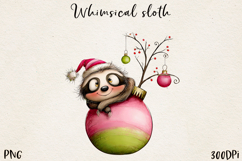 Whimsical Winter Sloths | Cute Cozy Sloth Clipart PNG Product Image 1