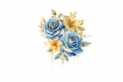 Blue and Gold Sparkling Roses clipart Product Image 7