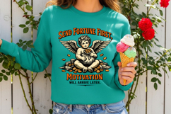 Send Fortune First Motivation Quote Vintage Angel Design Product Image 2