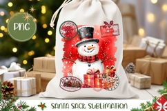 Watercolor Christmas Snowman Santa Sack Template Product Image 1