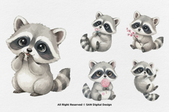 15 Bundle Watercolor Baby Raccoon Cute Animal Forest Lovely Product Image 7