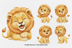 15 Bundle Watercolor Baby Lion King Jungle Animal Wildlife Product Image 7