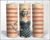 Retro American Girl Tumbler Sublimation Wrap Design 4th July Product Image 13