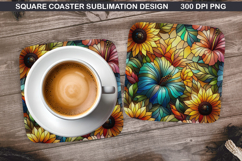 Flowers Coaster Sublimation, Spring Coaster PNG Design Product Image 1