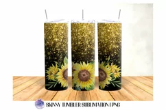 Sunflower Glitter 20 OZ Tumbler Sublimation Design PNG Product Image 1
