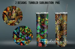 3D Tumbler Sublimation Design PNG | Butterfly 3D Tembler Product Image 1