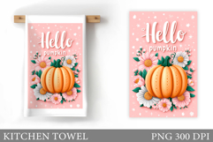 Pumpkin Kitchen Towel Design. Fall Kitchen Towel Sublimation Product Image 1