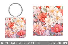 Flowers Keychain Design. Flowers Square Keychain Product Image 1