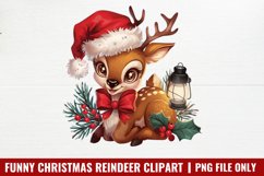 Funny Christmas Reindeer Clipart Bundle PNG Product Image 8