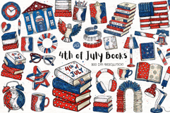 4th of July Books Reading Clipart Product Image 1
