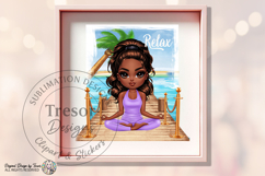 Yoga Meditation Chibi clipart, Wellness Chibi black girl PNG Product Image 8