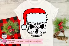 Christmas Skull with Santa hat svg, file for cutting Product Image 4