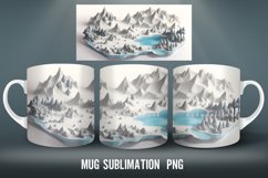 3D Winter Mug Sublimation PNG Mug Wrap Product Image 2