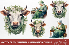 Cozy Green Christmas Clipart Sublimation Product Image 1