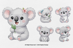 15 Bundle Watercolor Baby Koala Animal Sleeping Kids Cartoon Product Image 7