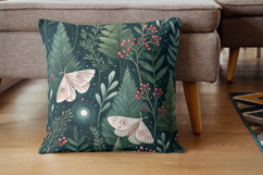 Magical Forest Moth Seamless Pattern, Evergreen Botanical Product Image 7