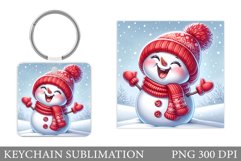 Snowman Keychain Sublimation. Christmas Keychain Design Product Image 1