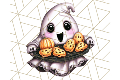 Ghost Café PNG Clipart, Cute Ghost Baristas Halloween Treats Product Image 3
