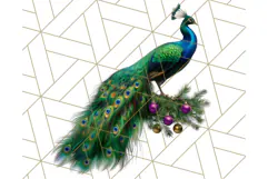 Peacock Christmas Clipart in Jewel Tones, Christmas Png Product Image 3
