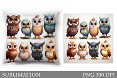Funny Owl Sublimation. Funny Owls Pillow Sublimation Product Image 1