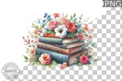 Books Flowers Sublimation- Clipart PNG Design Product Image 1