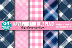 Navy Pink and Blue Plaid Digital Paper PNG Product Image 1