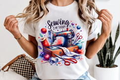 Sewing Is My Therapy PNG Vintage Sewing Machine Sublimation Product Image 5