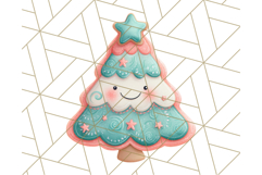 Coral and Aqua Christmas Clipart PNG, Pastel Holiday Art Product Image 3