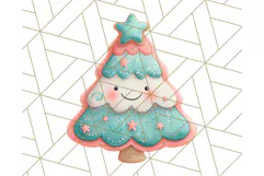 Coral and Aqua Christmas Clipart PNG, Pastel Holiday Art Product Image 3