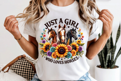 Just A Girl Who Loves Horses PNG, Country Cowgirl Design Product Image 6