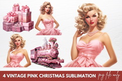 Vintage Pink Christmas Sublimation Clipart Product Image 1