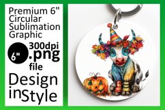 Watercolor Cute Cow Round Design for Autumn Product Image 1