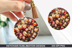 Flower Keychain Sublimation - Autumn Keychain PNG Design Product Image 1