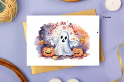 Trick or Treat, Halloween Lettering PNG, Ghost and Pumpkin Product Image 6