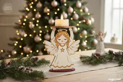 Nativity Angel Candle Holder Laser Cut | Glowforge | SVG Product Image 1