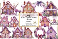 Cute Purple Christmas Clipart Bundle Scandinavian art Product Image 5