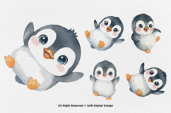 15 Bundle Watercolor Cute Penguin Baby Kids Ice White Animal Product Image 7