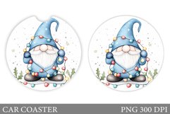 Cute Gnome Car Coaster. Christmas Car Coaster Sublimation Product Image 1