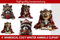 Whimsical Cozy Winter Animals Clipart | Cute Snowy Forest Product Image 1