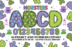 Monsters Digital Papers, monsters doodle letters Product Image 2