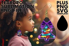Lovely Teardrop Earrings Art PNG, Neon Xmas Product Image 1
