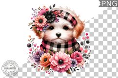 Dog With Flowers Sublimation - Clipart PNG Design Product Image 1
