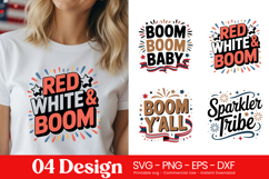 Red White Boom Fireworks Quotes SVG PNG Product Image 1