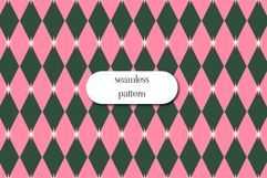 Retro Christmas Harlequin Pattern Pink and Green Seamless Product Image 1