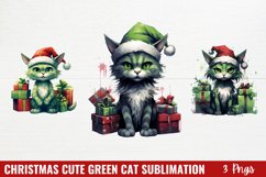 Christmas Cute Green Cat Sublimation clipart Product Image 1