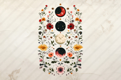 Celestial Moon Boho Flower Vintage Mystic Moon Shirt Design Product Image 2