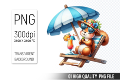Summer Animals Clipart PNG Bundle, Beach Animals PNG Product Image 5
