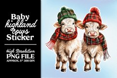 Baby Highland Cows PNG Christmas Stickers Product Image 14