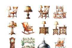 Furniture Clipart Bundle, 60 PNG Home Furniture Product Image 7
