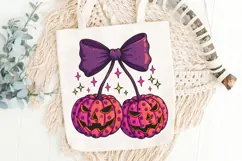 Retro Pumpkin Cherries Png, Girly Halloween Pumpkin Png. Product Image 6